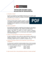 Preguntas Frecuentes de Contratacion Por Evaluacion de Expedientes 2023