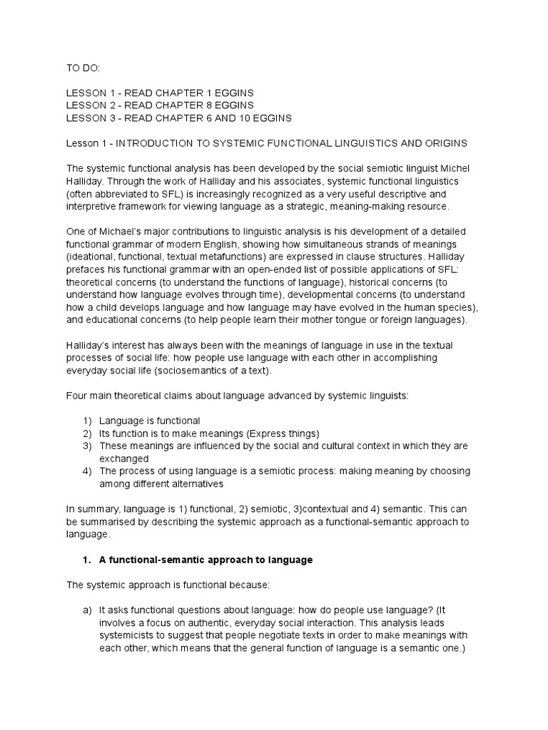 Unit 2. Systemic Functional Linguistics | PDF | Systems Science ...