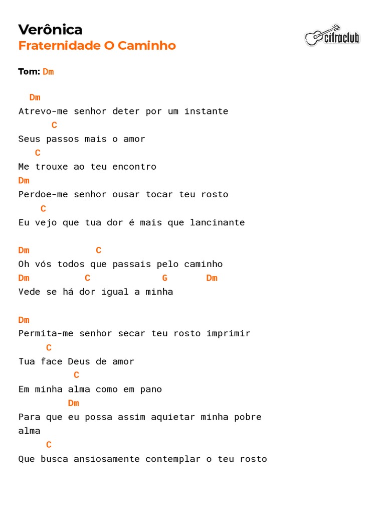 Letra e Cifra: Fraternidade O Caminho | PDF