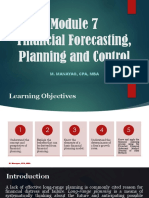 Module 7 - Financial Forecasting, Planning and Control