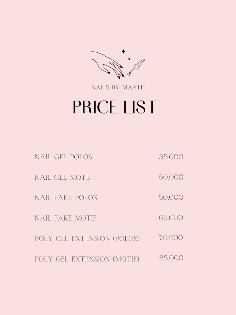 Price List Nail Gel Polos Nail Gel Motif 35.000 50.000 50.000 65.000