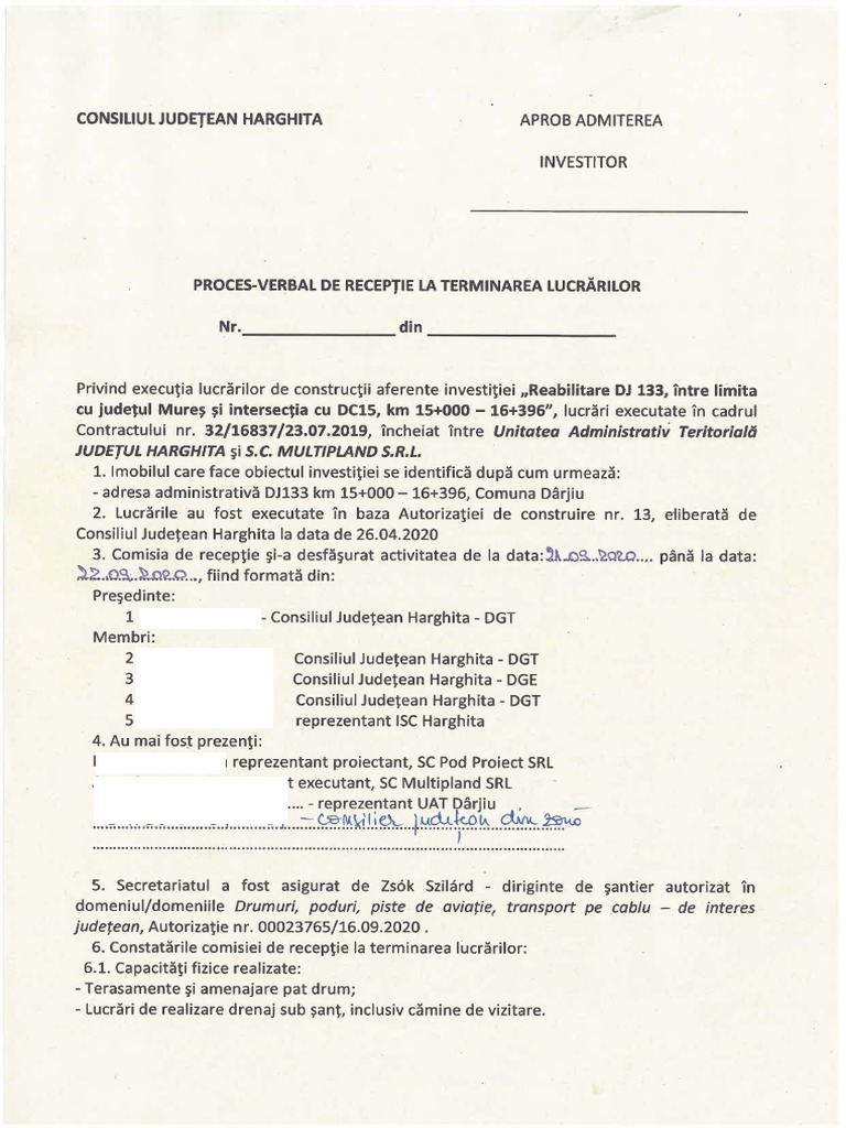PVR Terminarea Lucrarilor | PDF