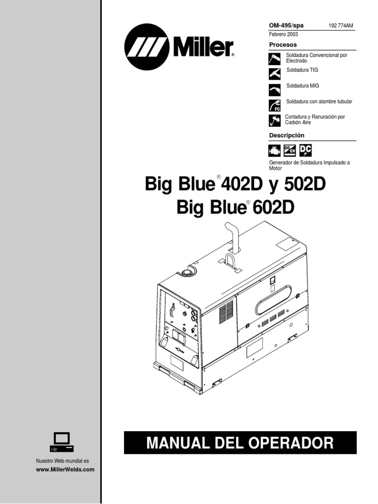 Manual del Operador Big Blue 402D/502D | PDF | Soldadura | Construcción