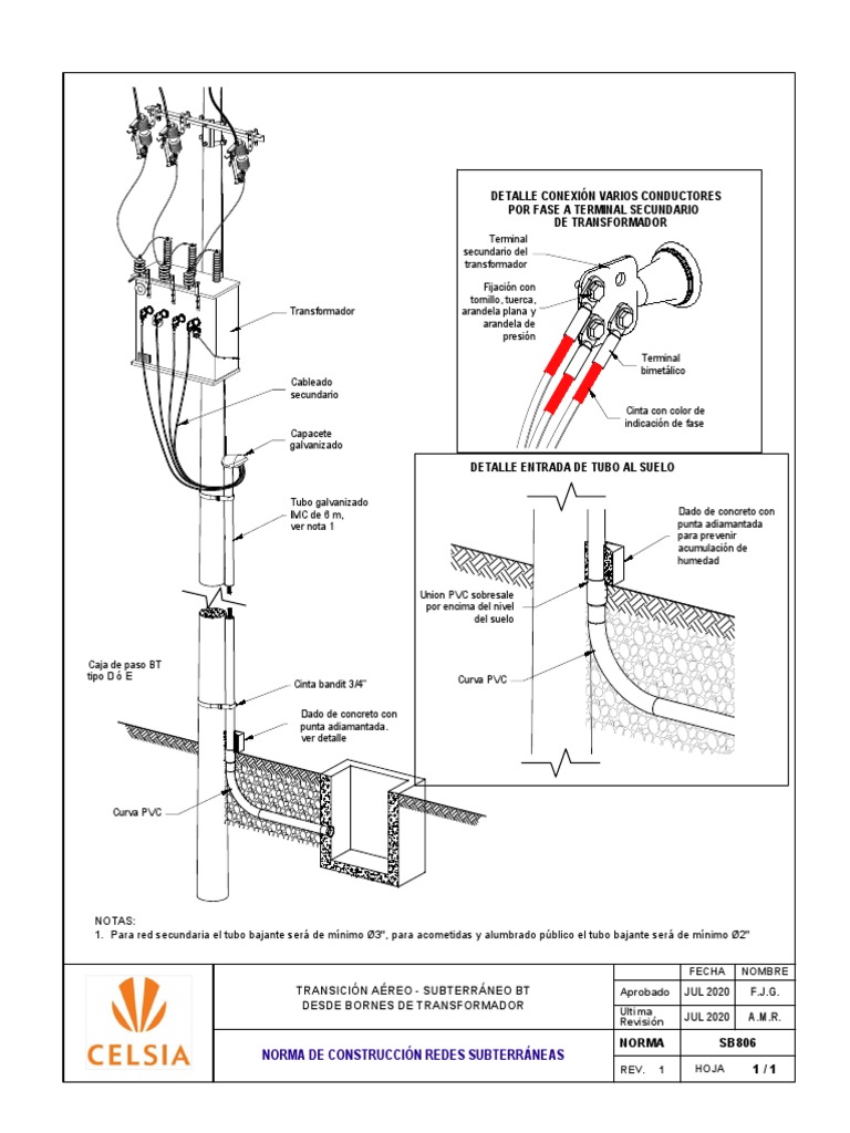 Transición Aéreo-Subterránea BT | PDF | Arandela (Hardware) | Electricidad