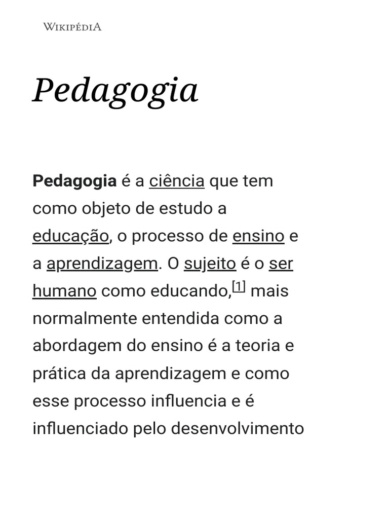 Definição e História da Pedagogia | PDF | Pedagogia | Aprendizado