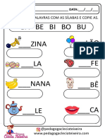 Copie As Sílabas e Forme Palavras - Atividades para Alfabetização