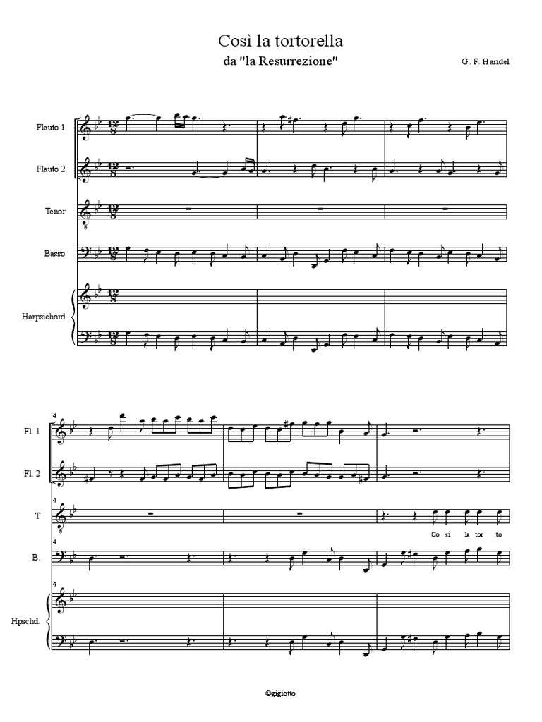 Handel Cos La Tortorella Partitura PDF | PDF
