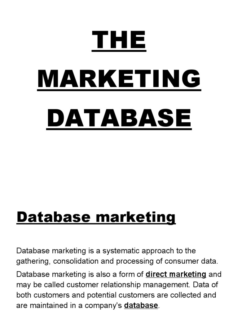 The Marketing Databas1 | PDF | Marketing | Databases