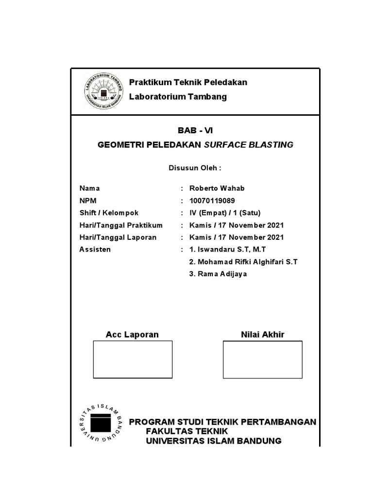Geometri Peledakan Surface Blasting | PDF