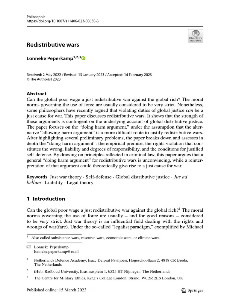 S11406 023 00630 3 PDF PDF Just War Theory Justice