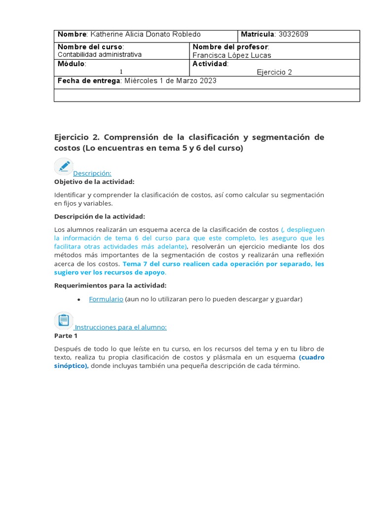 Clasificación y Segmentación de Costos | PDF | Toma de decisiones ...