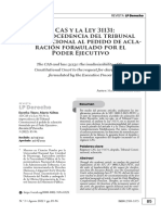 Revista LP Derecho El CAS y La Ley 31131 La Improcedencia Del Tribunal Constitucional Al Pedido de Aclaracion Formulado Por El Poder Ejecutivo