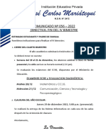 Comunicado N°056-2022 - Directiva, Fin Del Iv Bimestre