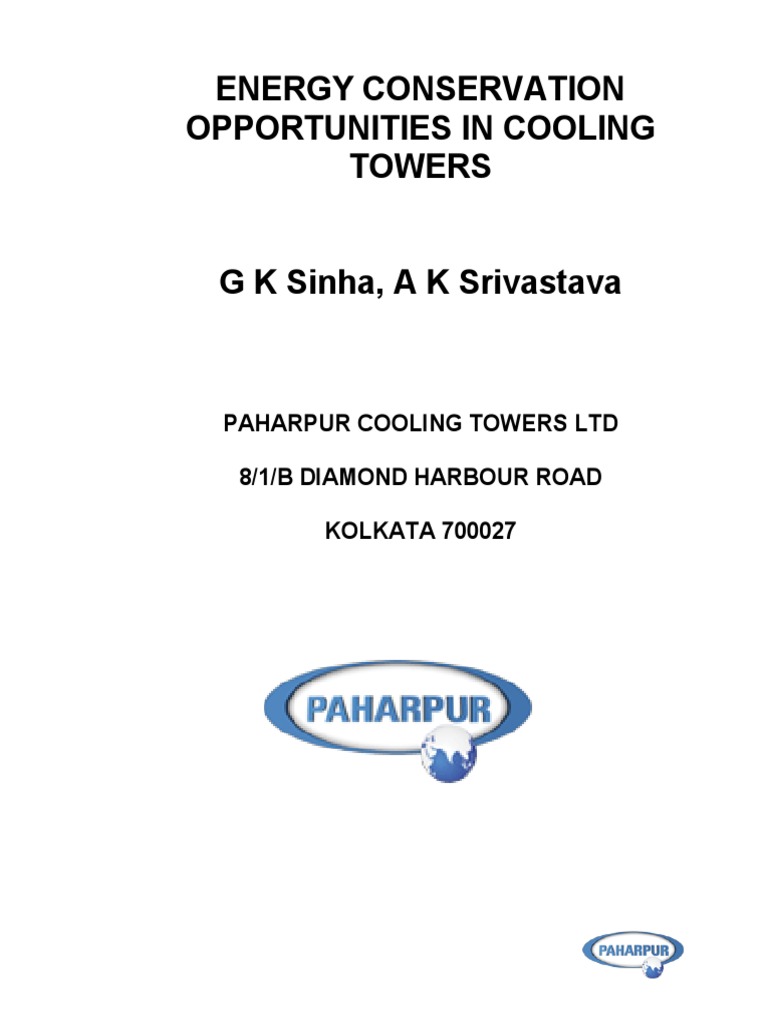 Energy Conservation in Cooling Towers | PDF | Heat Transfer | Water