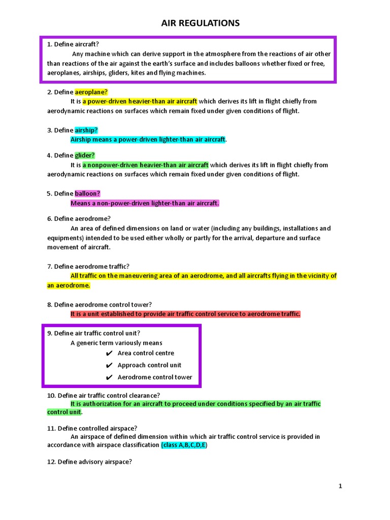 Air Regulations Basic PDF Air Traffic Control Aircraft