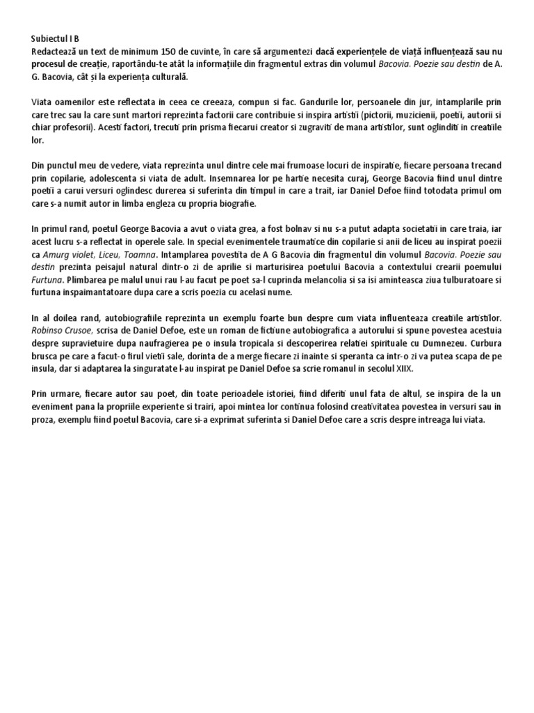 Subiectul I B | PDF