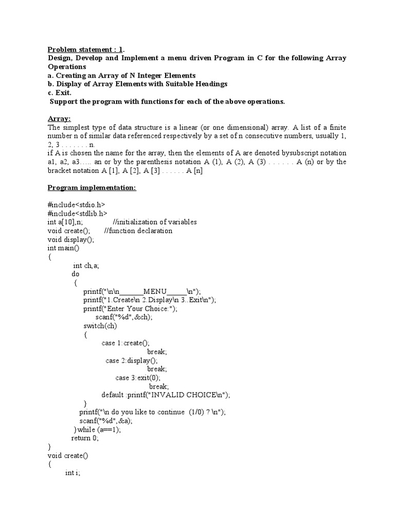 C Array & Stack Operations Guide | PDF | Computer Science | Software ...