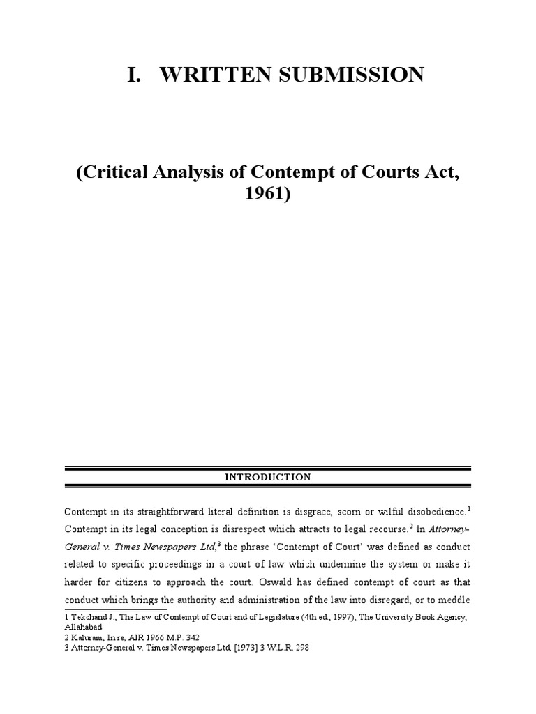Contempt of Courts Act PDF Contempt Of Court Constitutional Law