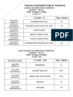 Time Table For Half Yearly Examination 2022-23