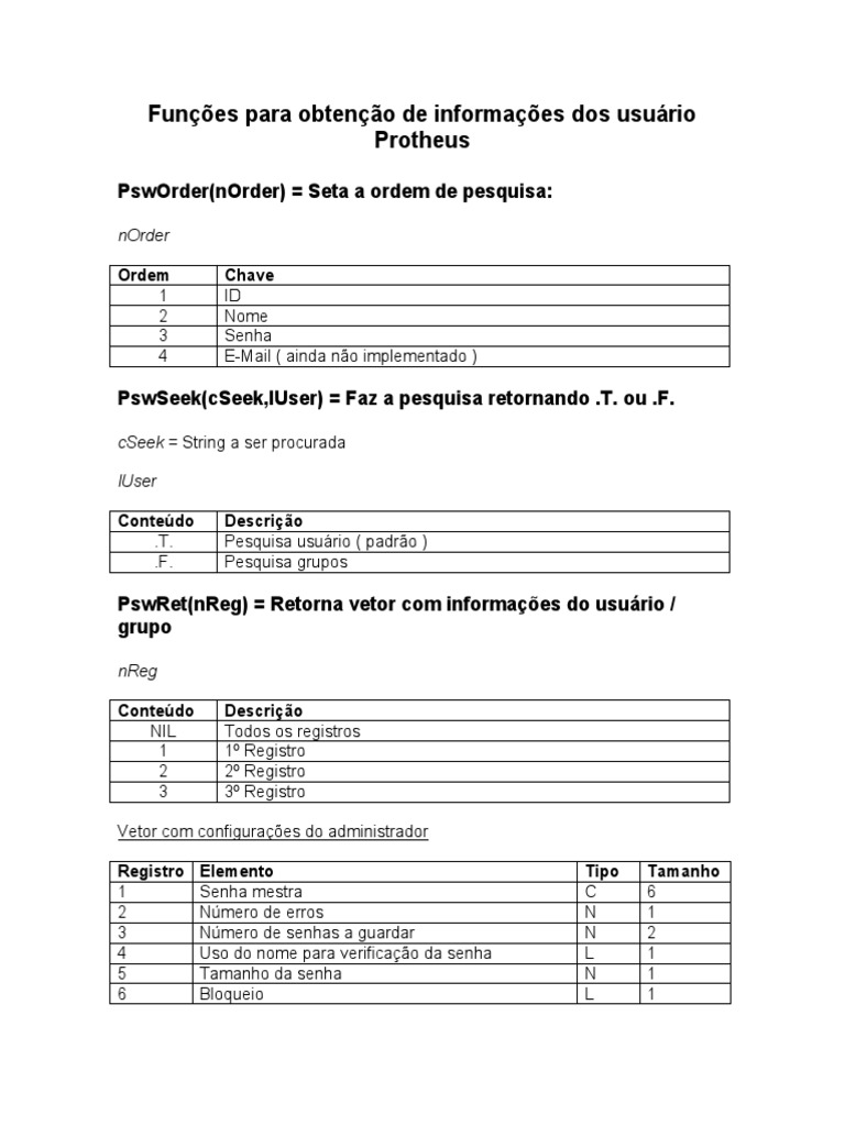 Advpl fun o para detalhes de usuarios pdf senha inform tica