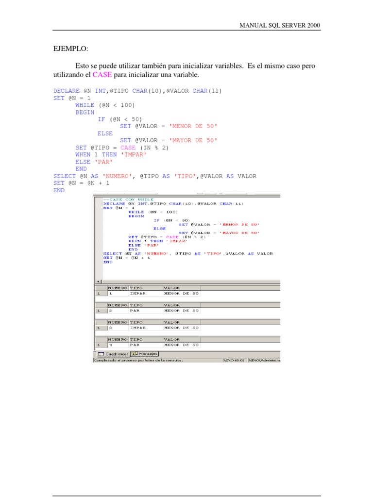 Ejemplos y Ejercicios SQL Server 2000 | PDF | Tabla (base de datos ...