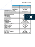 Year 9 Revision List