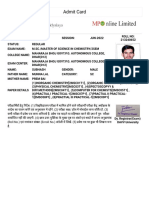 Second Semester Admit Card PDF