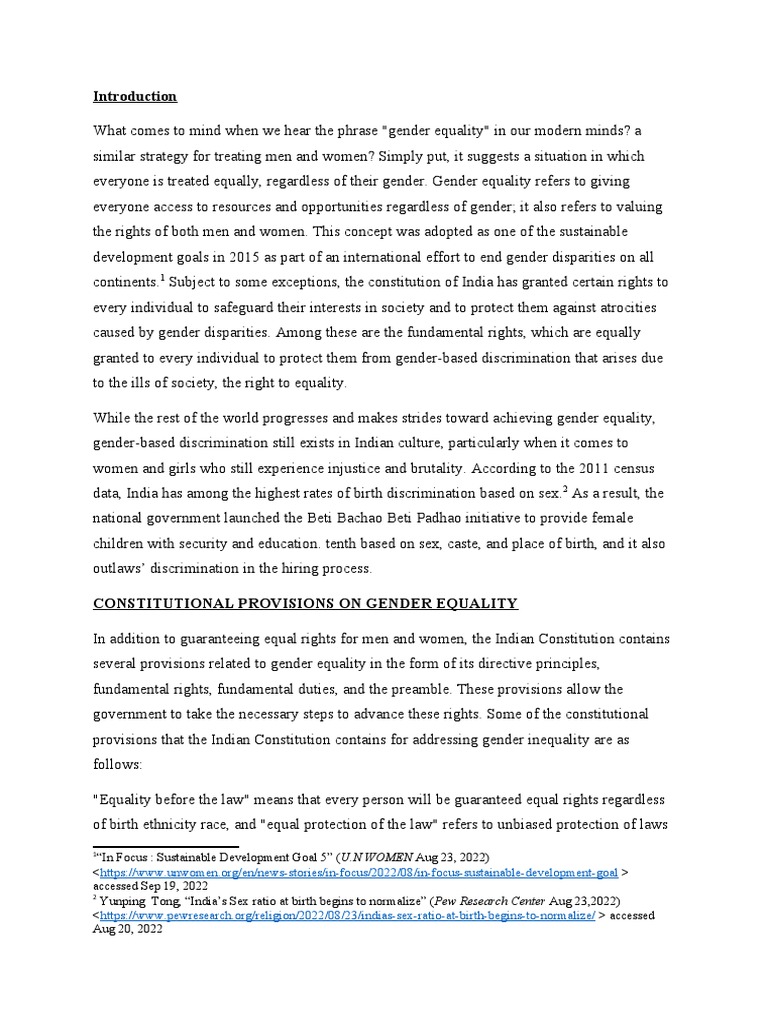 Gender Equality in India | PDF | Social Equality | Gender Studies