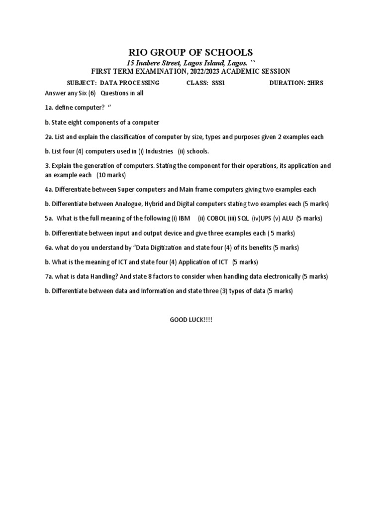 Data Processing SSS Classes | PDF | Computer Network | Data