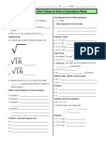 Square and Cube Root Values and Order of Operations Notes Sheet