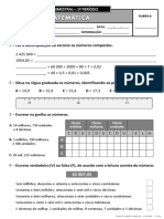 Ficha de Avaliação Trimestral - 1º Período - 4º Ano MAT - I