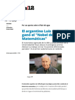 El Argentino Luis Caffarelli Ganó El - Nobel de Matemáticas - Por Sus Aportes Sobre El Fluir Del Agua - Página12
