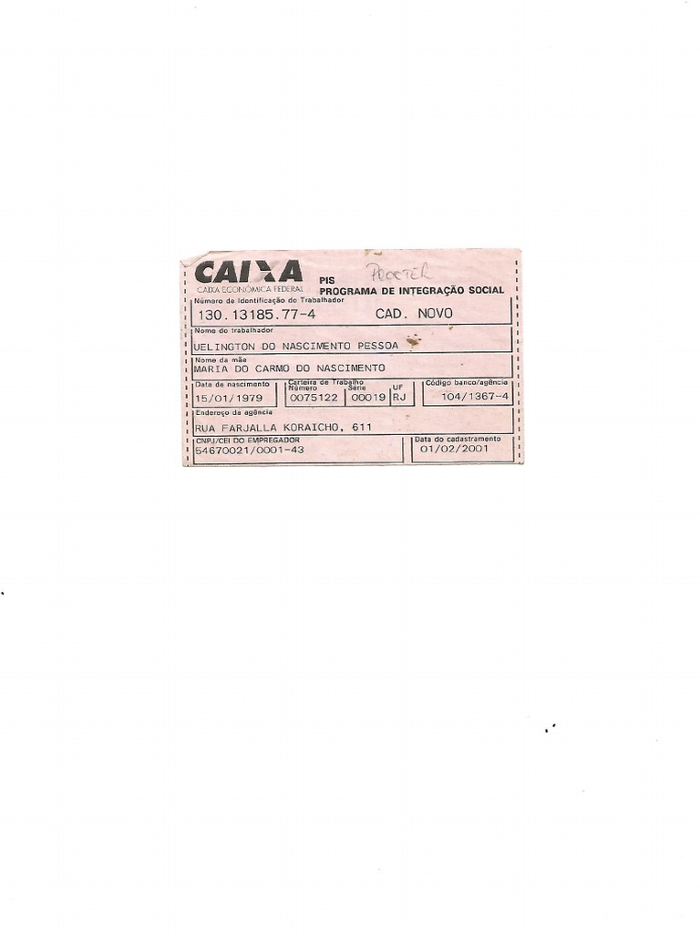 Cartão Do PIS PDF | PDF