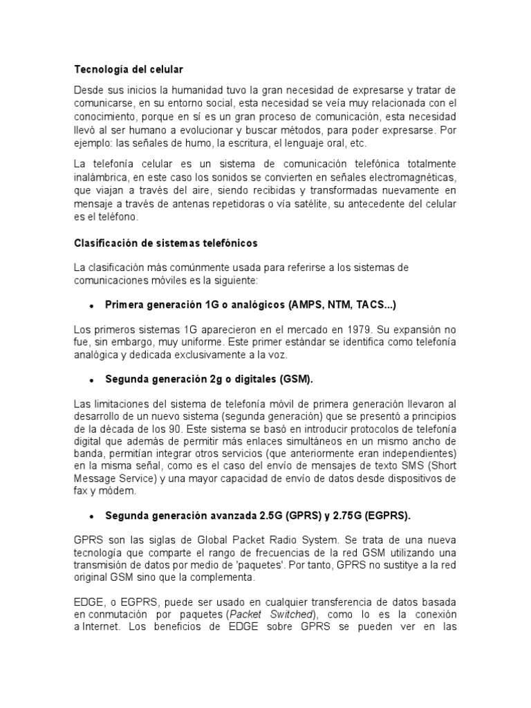 Tecnolog a del celular pdf 3 g tel fonos m viles