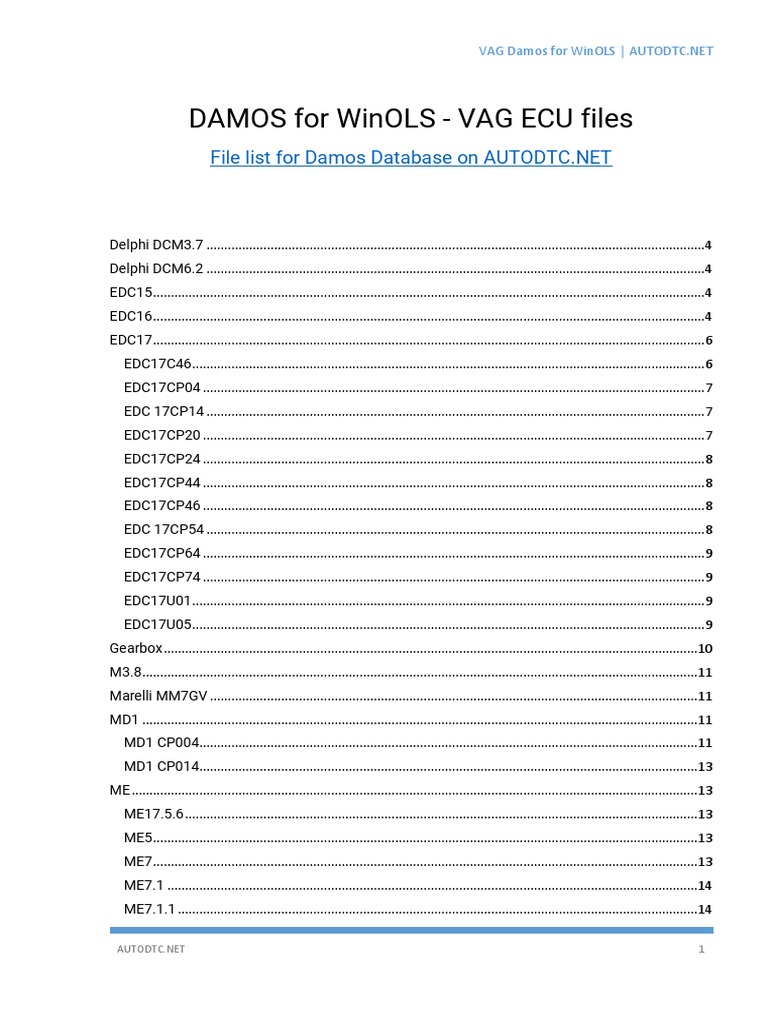 Damos For Winols Vag Full Database 1 Download Free Pdf Volkswagen
