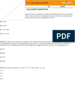 Avaliação bimestral de matemática com 7 questões