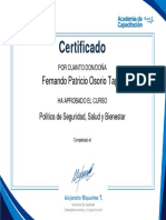 Fernando Patricio Osorio Tapia - 17373761-0 - Política de Seguridad, Salud y Bienestar - Certificado Política de Seguridad, Salud y Bienestar