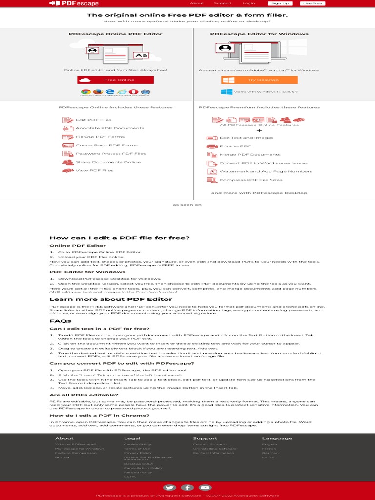 PDF Editor Free - Edit PDF and Form Filler Online - PDFescape | PDF ...