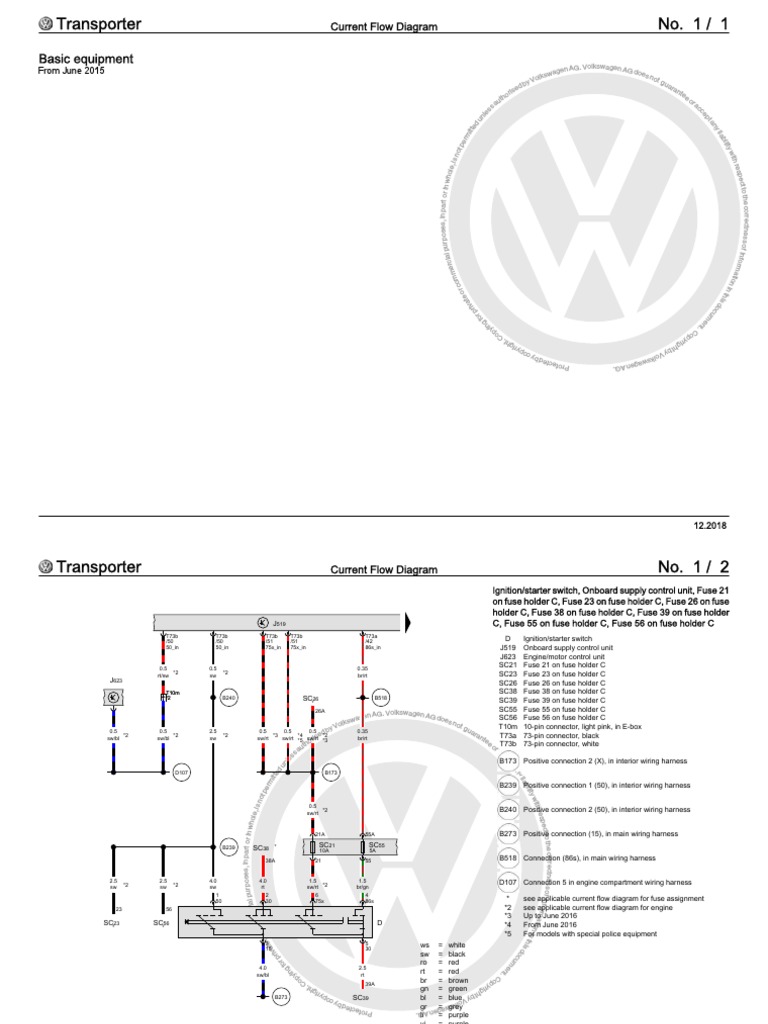 VW Transporter T6 Current Flow Diagram | PDF | Cars Of Germany | Car