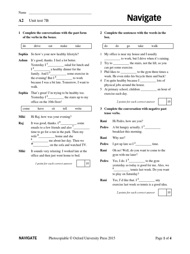 Unit Test 7B | PDF | Food And Drink