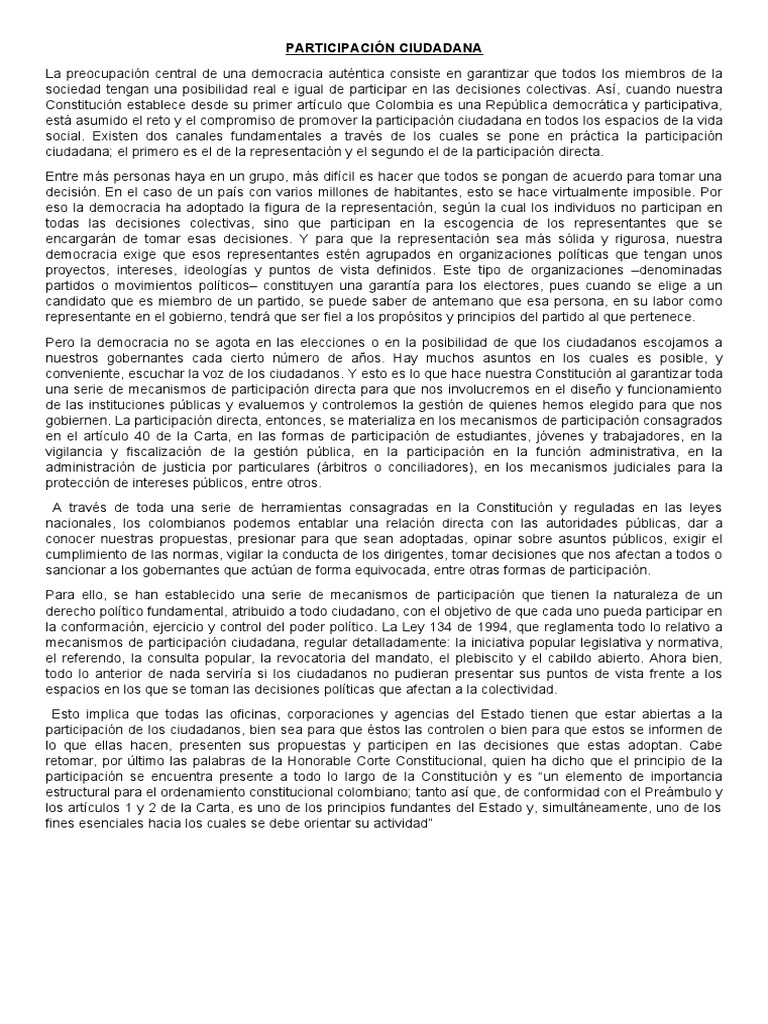Mecanismos de Participación Ciudadana | PDF | Democracia | Ideologías ...