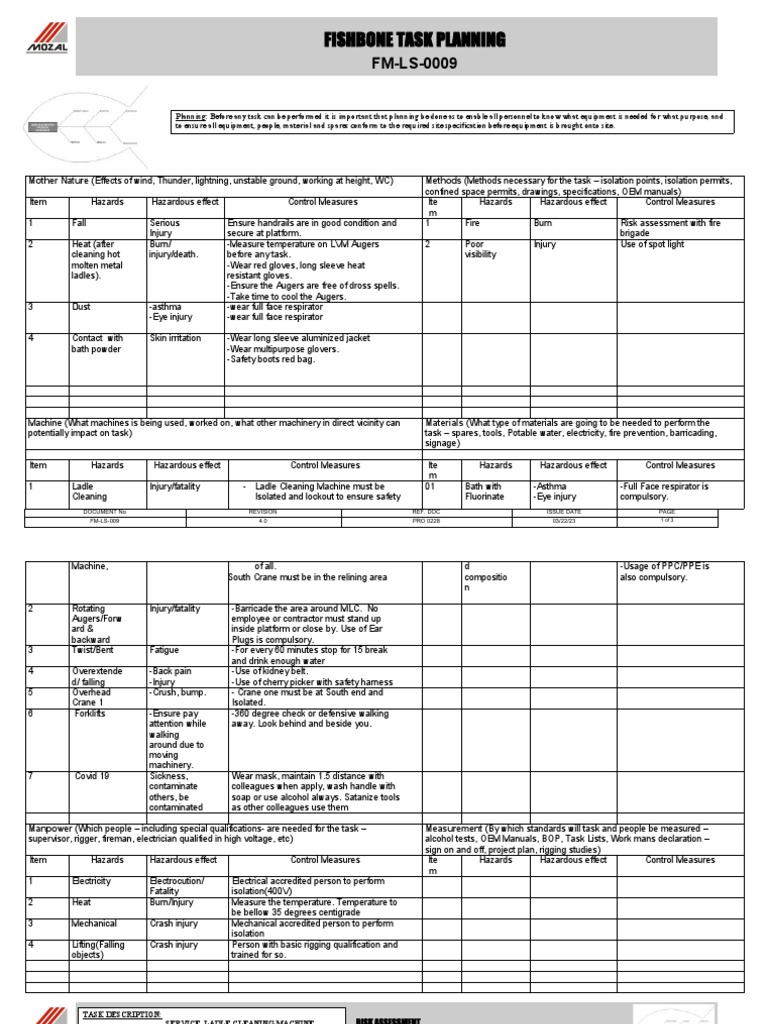 Ladle Cleaning Machine Risk Assessment2 PDF Hazards Risk Assessment