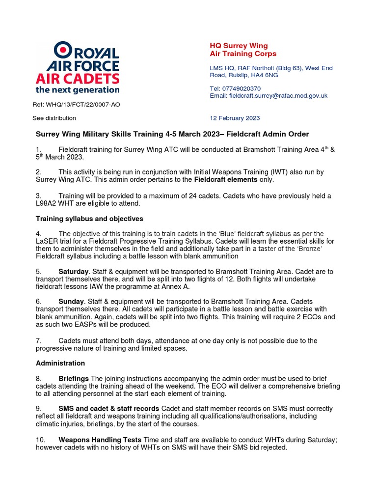Surrey Wing Fieldcraft Training | PDF