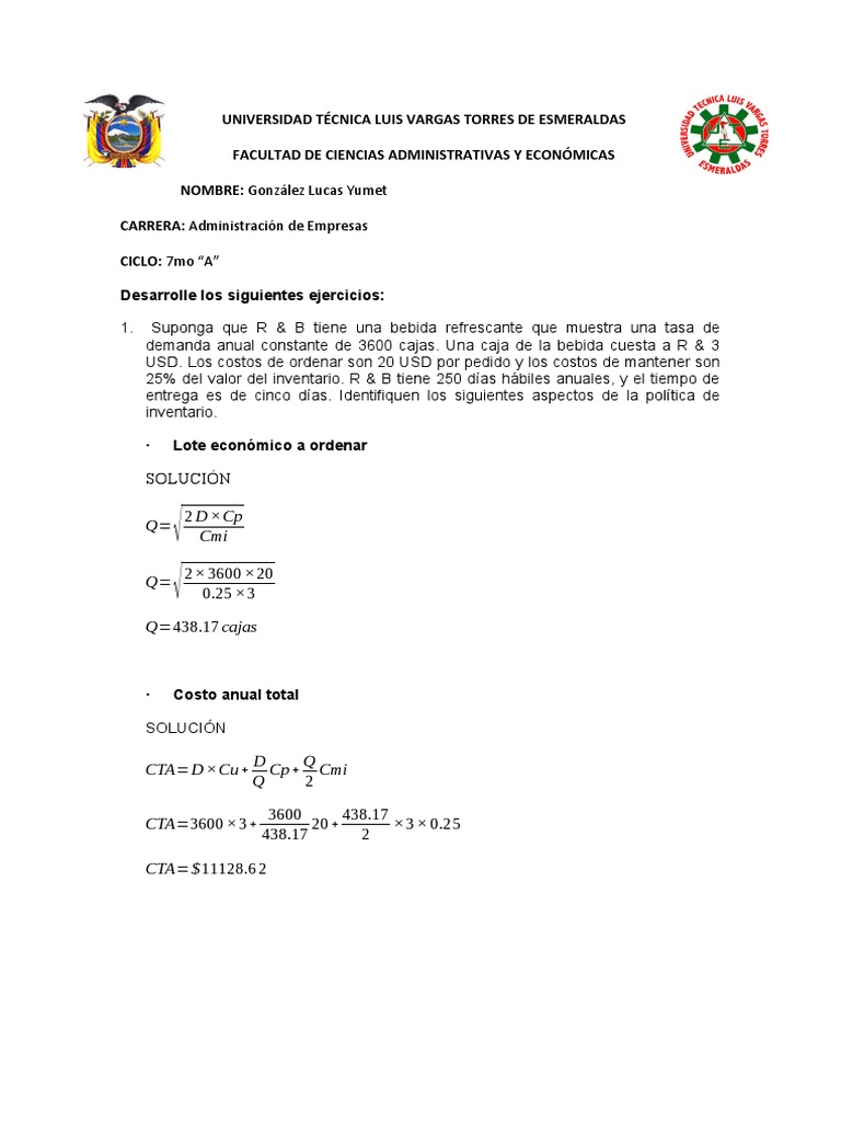 Cantidad Optima de Pedido PDF