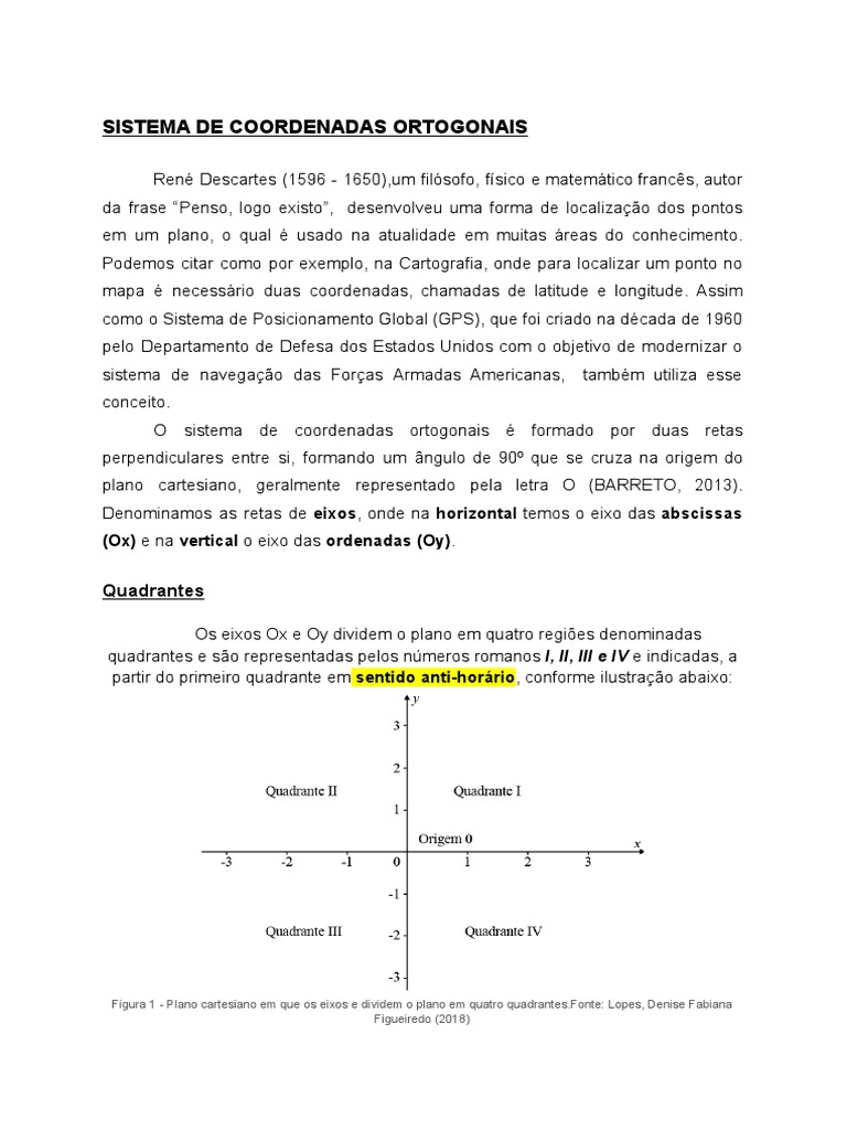 Sistema de Coordenadas Ortogonais | PDF | Sistema de coordenada ...