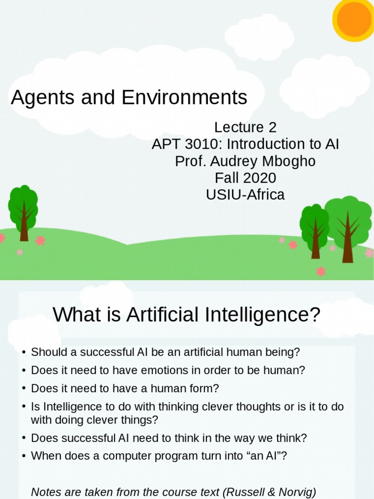 2 Agents+Environments PDF Intelligence (AI) & Semantics