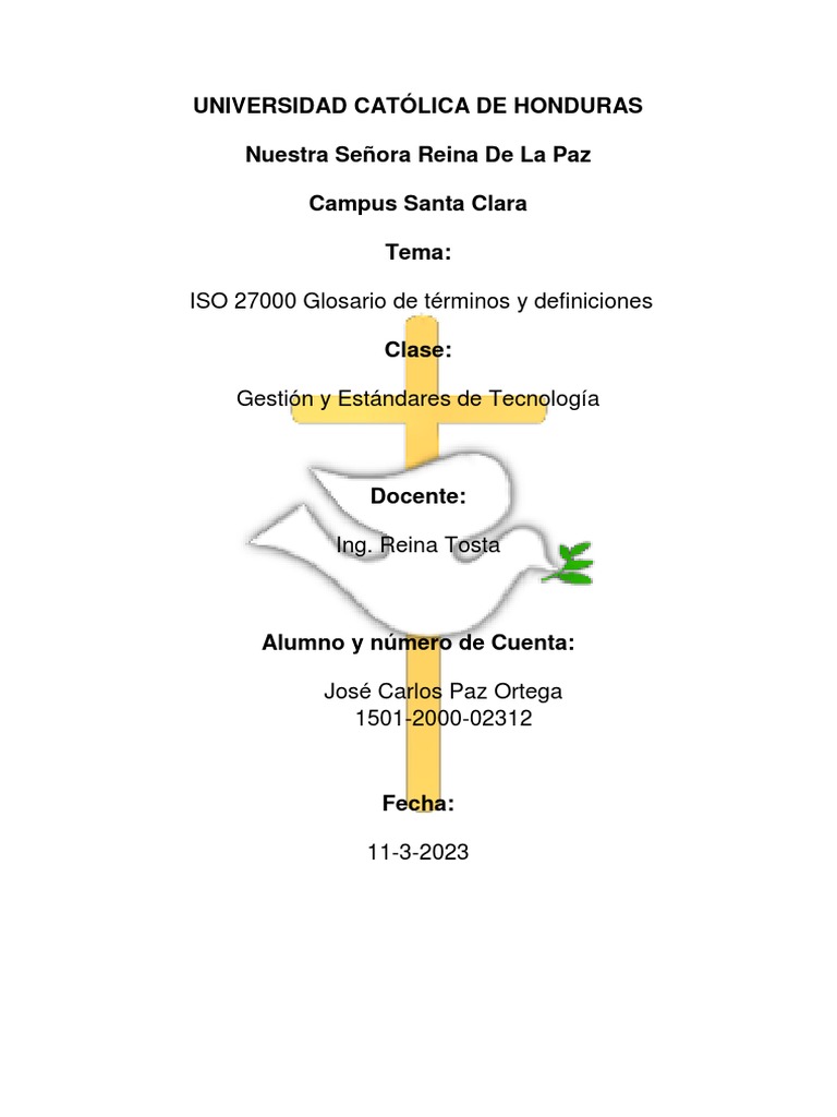 Jose Paz Iso 27000 Glosario De Términos Y Definiciones Pdf Pdf