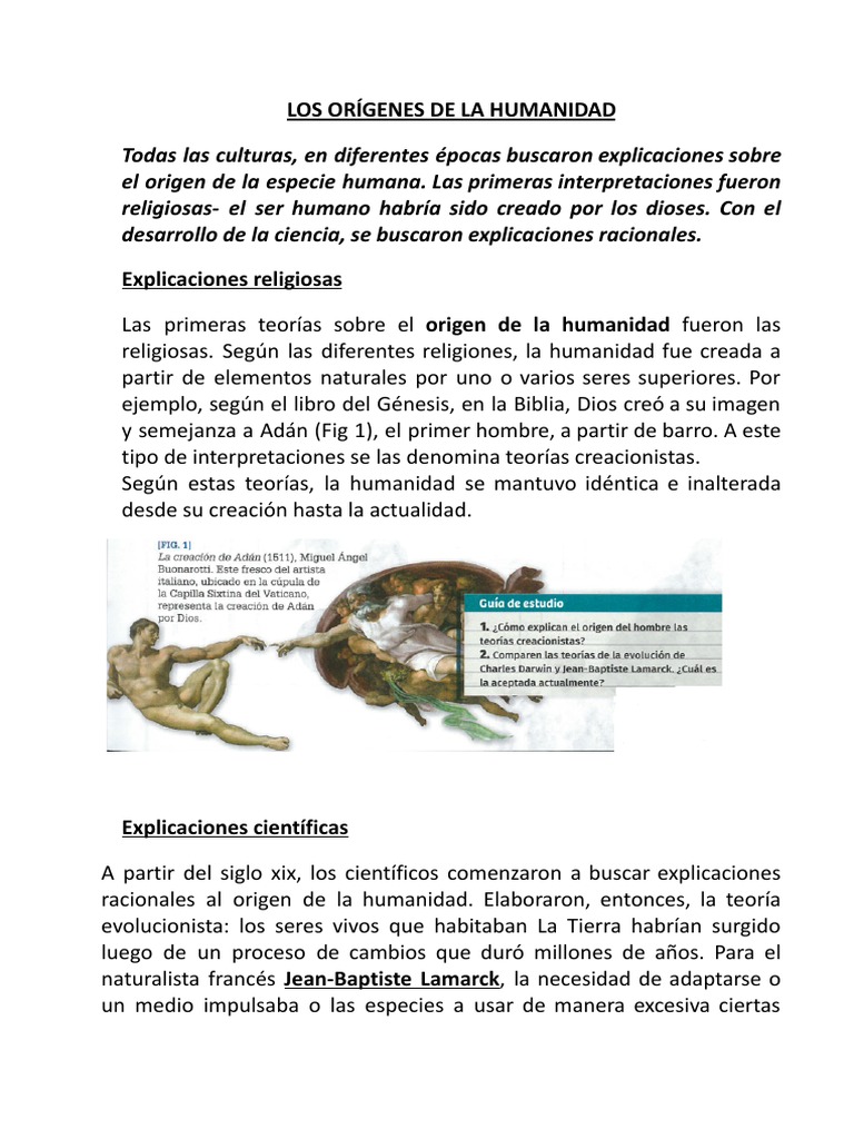Documento Los Orígenes de La Humanidad | PDF | Homo | Homo Sapiens