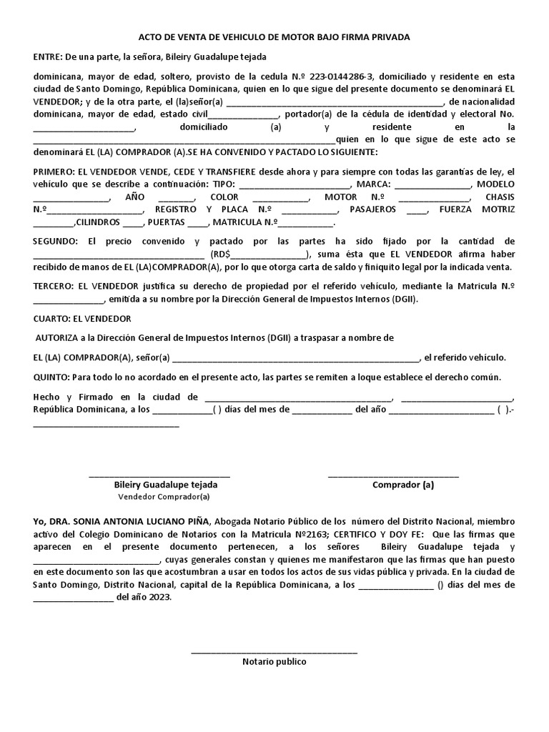 Acto de Venta de Vehículo Motor | PDF | Justicia | Crimen y violencia