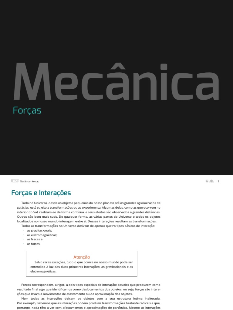 Forças e Interações na Mecânica | PDF | Força | Atrito